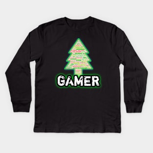 Gamer Christmas Tree Kids Long Sleeve T-Shirt